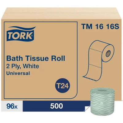 Tork® Standard Toilet Paper, 2-Ply, 500 Sheets per Roll, 96-Roll Bulk Case (TM1616S)