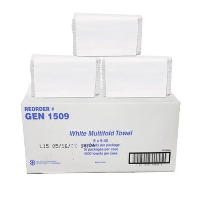 GEN® Multifold Paper Towels, 1-Ply, White, 4000 Towels per Case (GEN1509)